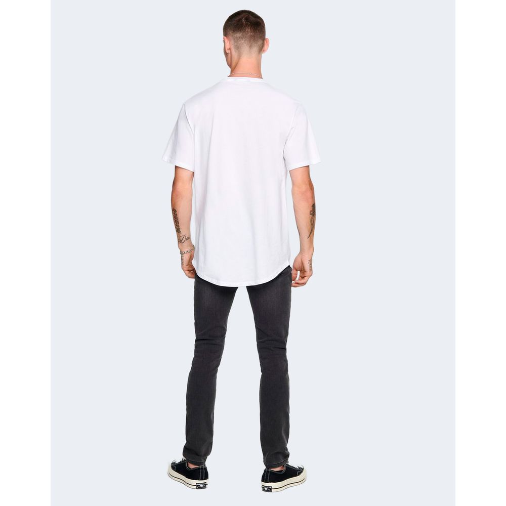 Only & Sons White Cotton Men's T-Shirt