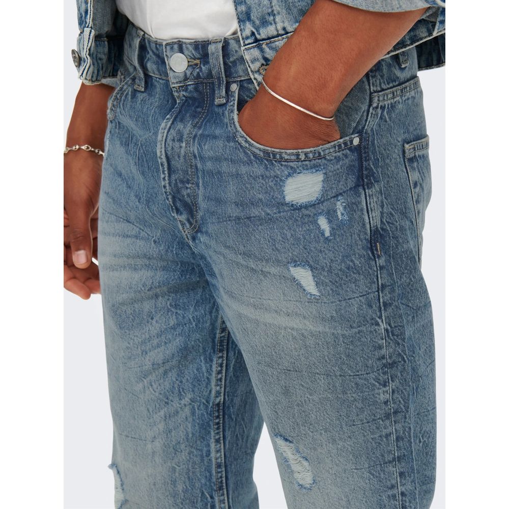 Only & Sons Blue Cotton Slim Fit Men's Jeans