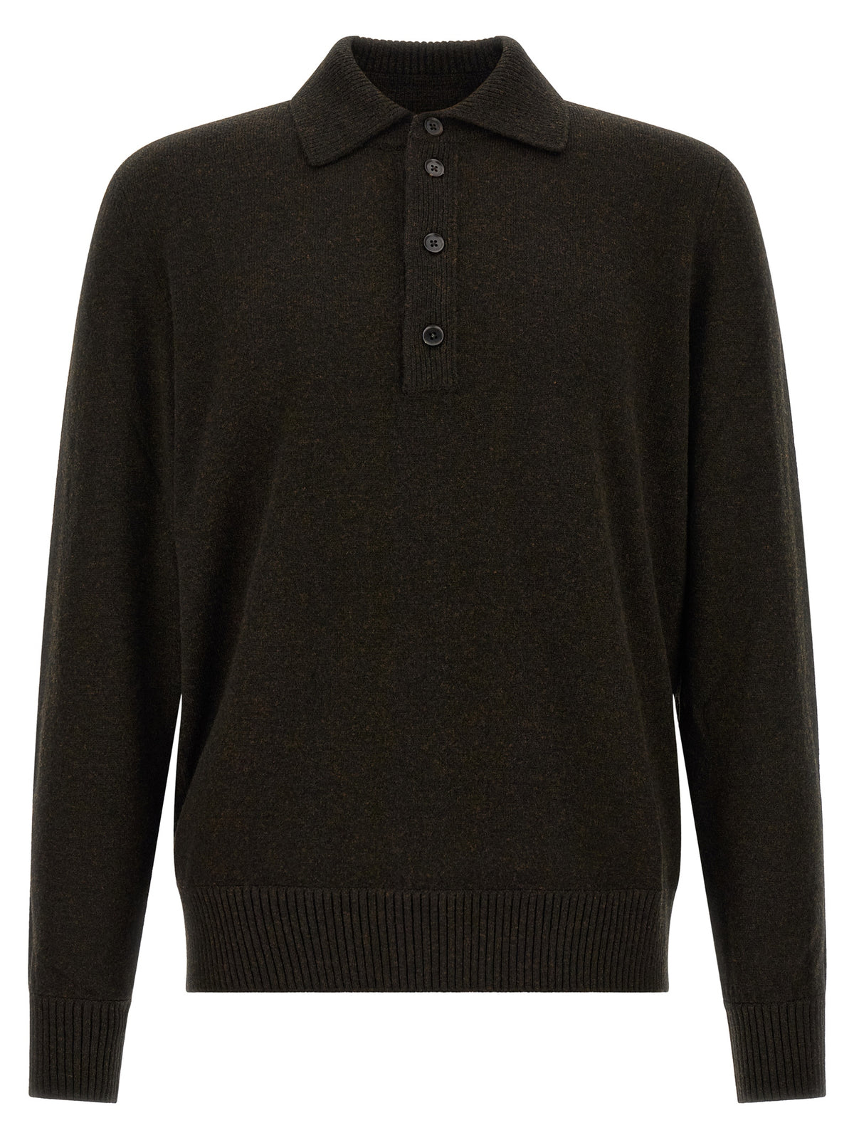 ZEGNA Brown Wool Polo Men's Shirt