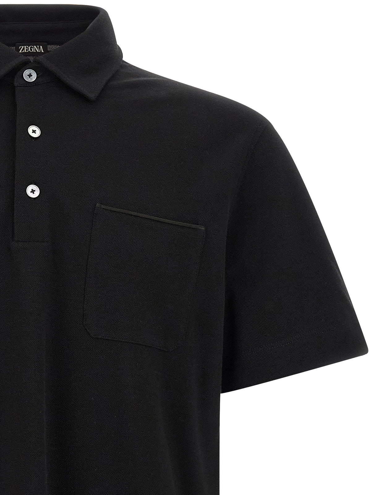 ZEGNA Black Cotton Polo Men's Shirt