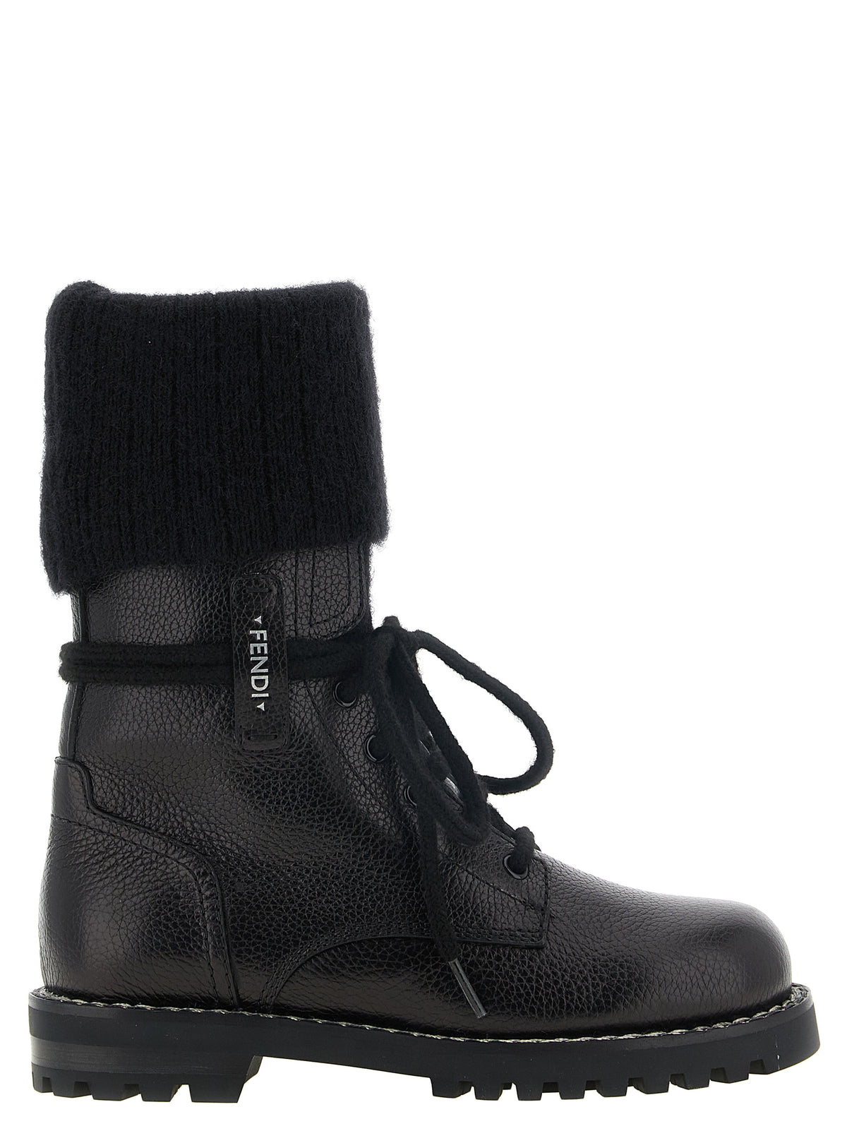 Fendi Black Calfskin Lace-Up Women's Boots