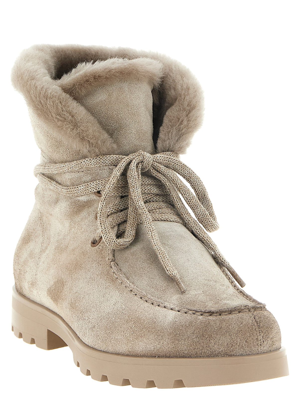 Santoni Beige Calfskin Ankle Women's Boots