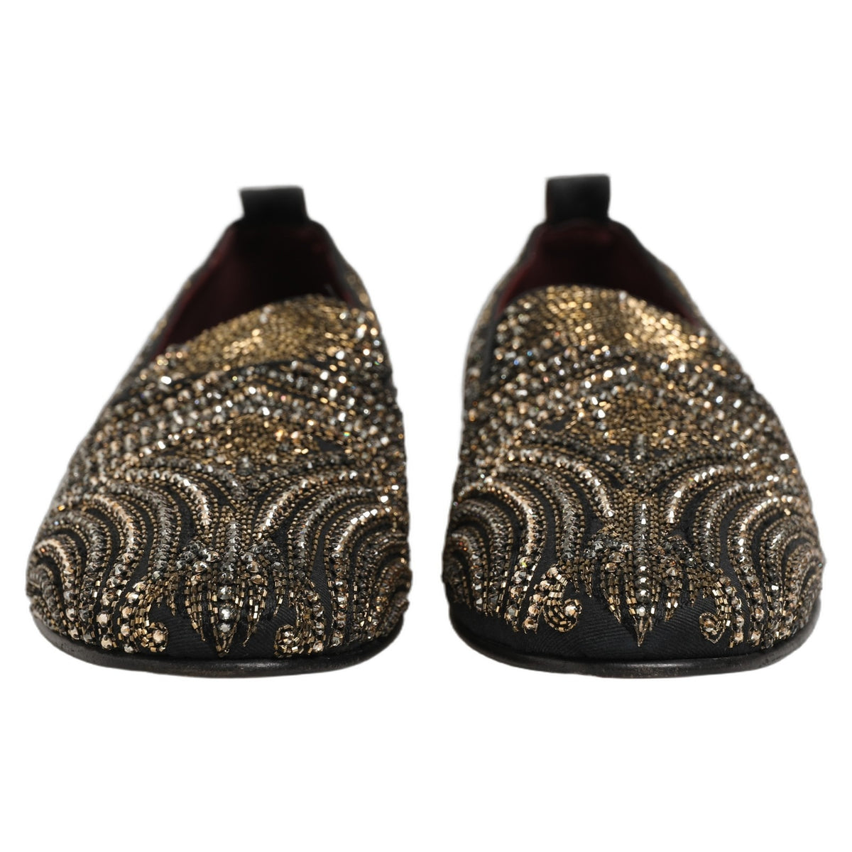 Dolce & Gabbana Black Gold Embellished Slippers Loafers Men's Shoes (Pre-Owned)