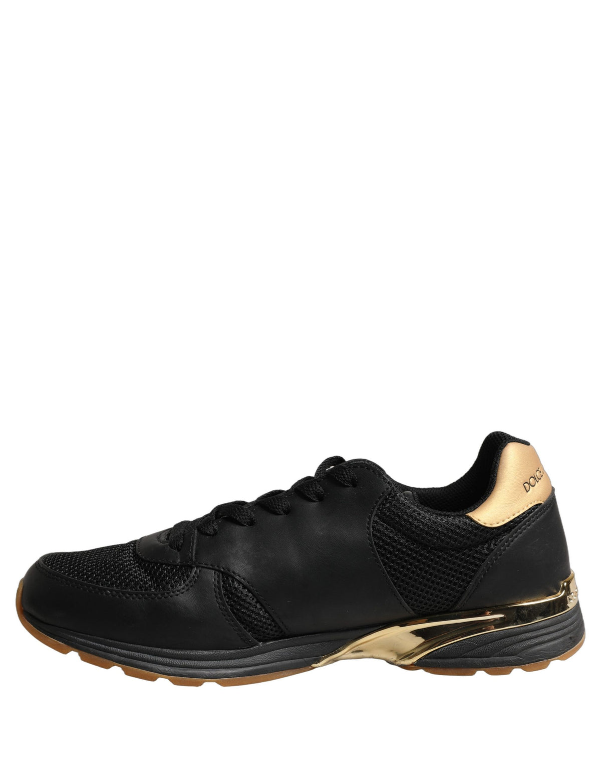 Dolce & Gabbana Black Gold Leather Low Top Sneakers Men's Shoes (Pre-Owned)