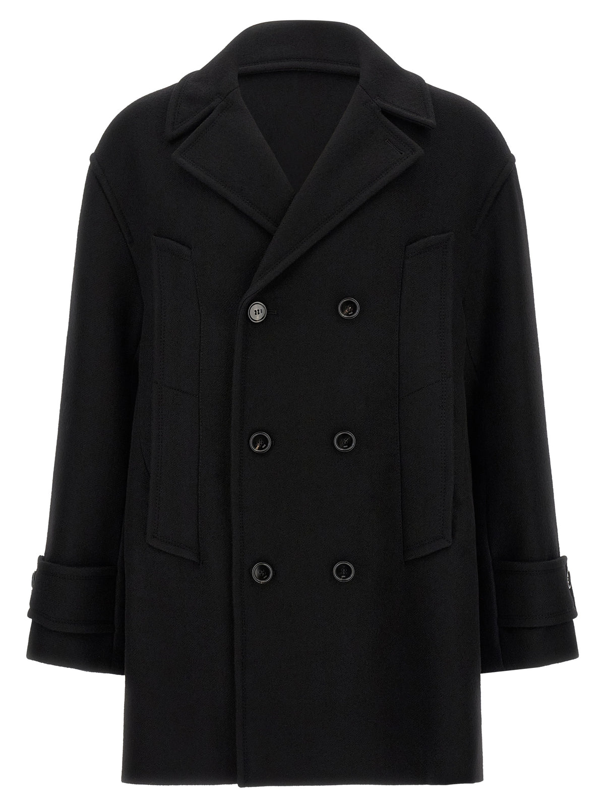 Ami Paris Black Virgin Wool Men's Coat