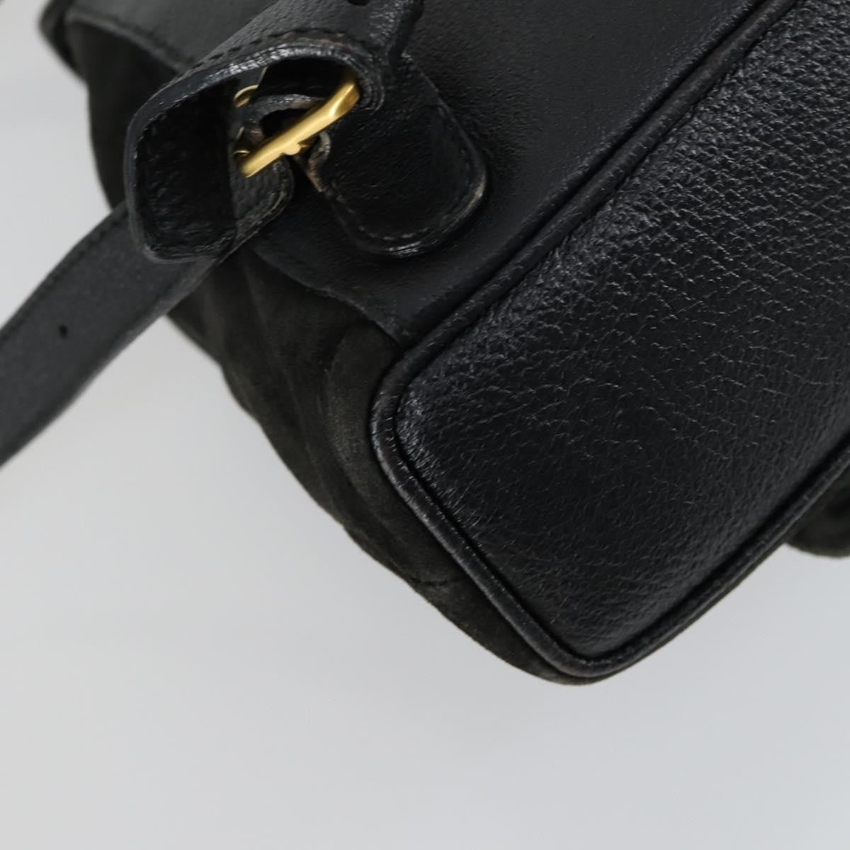 Gucci Vintage Bamboo Suede Black Leather Backpack Bag (Pre-Owned)