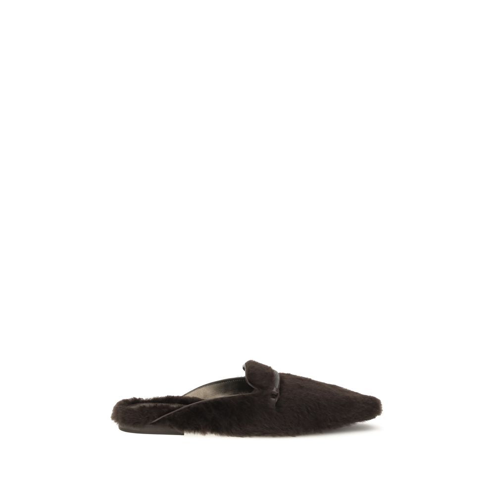 Brunello Cucinelli Brown Fur Ballet Women's Flats