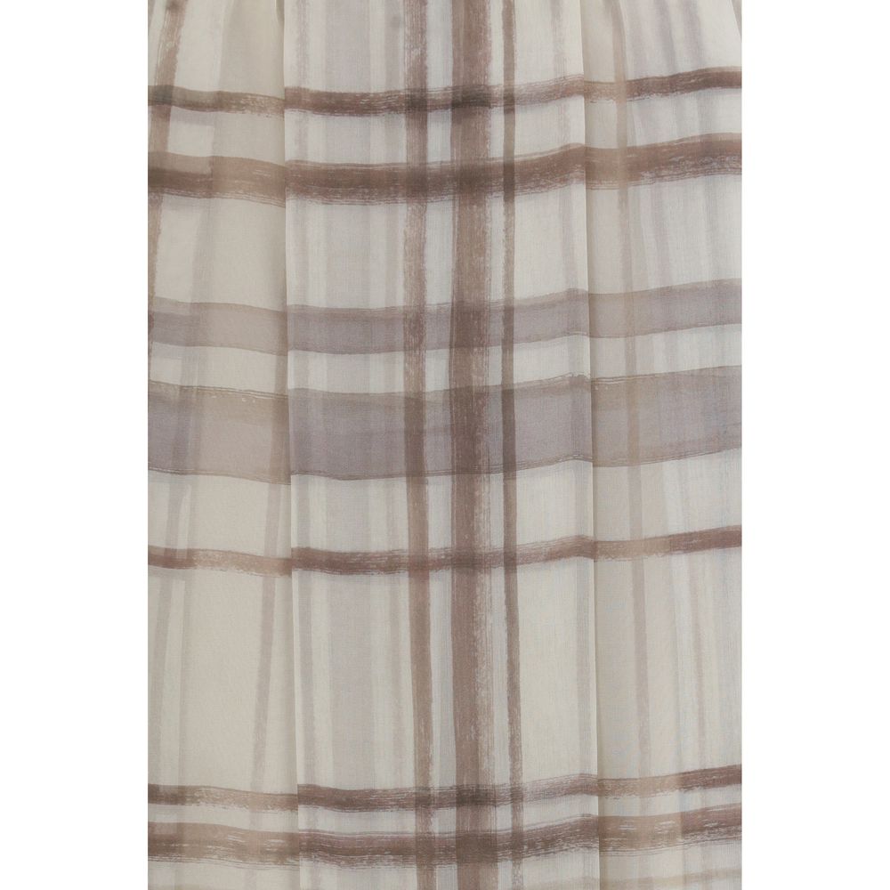 Brunello Cucinelli Beige Silk Midi Women's Skirt