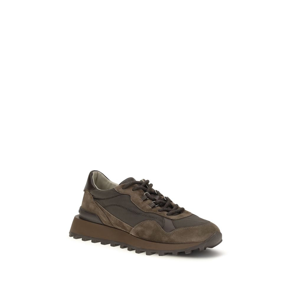 Brunello Cucinelli Brown Calf Leather Bos Taurus Athletic Women's Sneakers