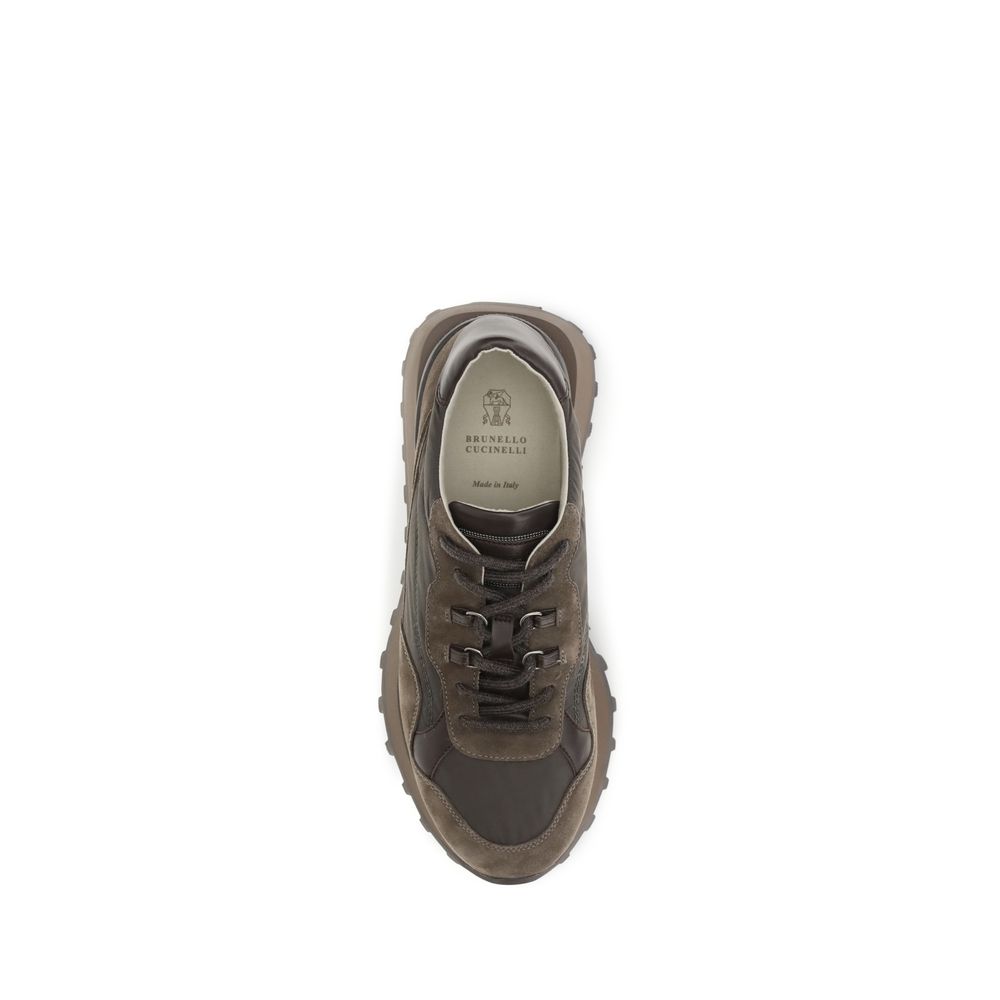 Brunello Cucinelli Brown Calf Leather Bos Taurus Athletic Women's Sneakers