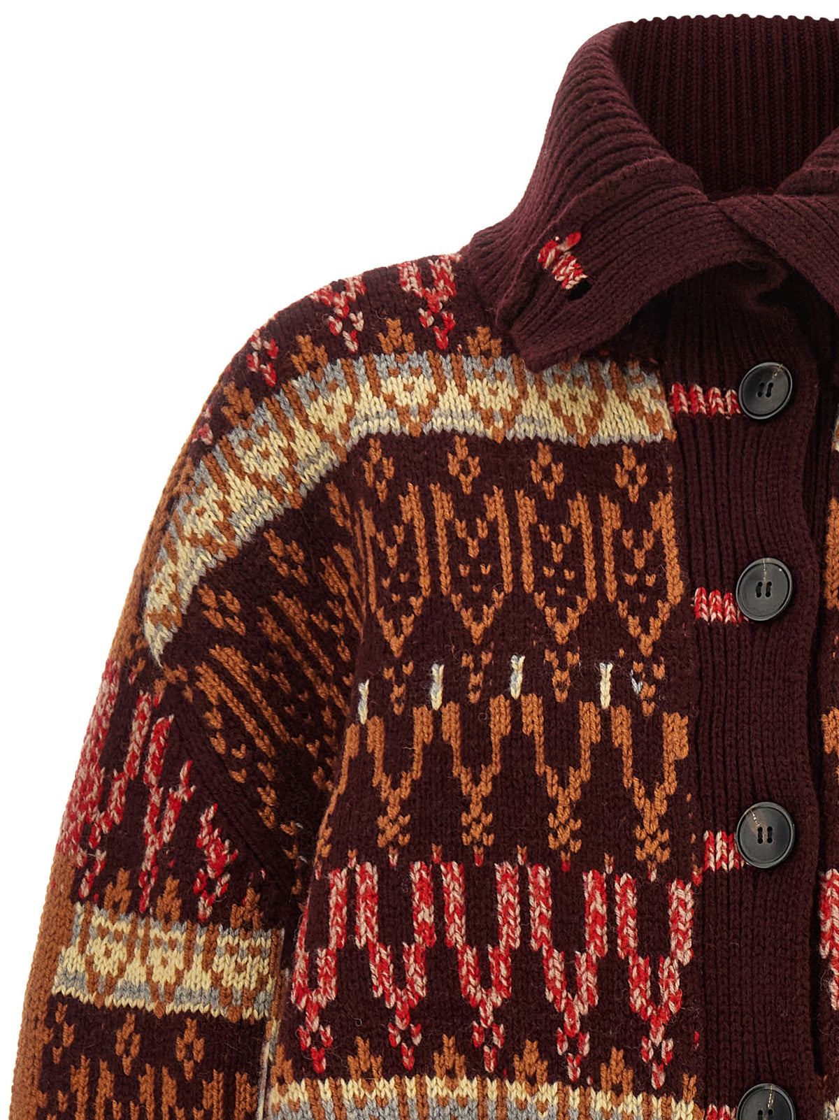 Dries Van Noten Bordeaux Wool Women's Cardigan