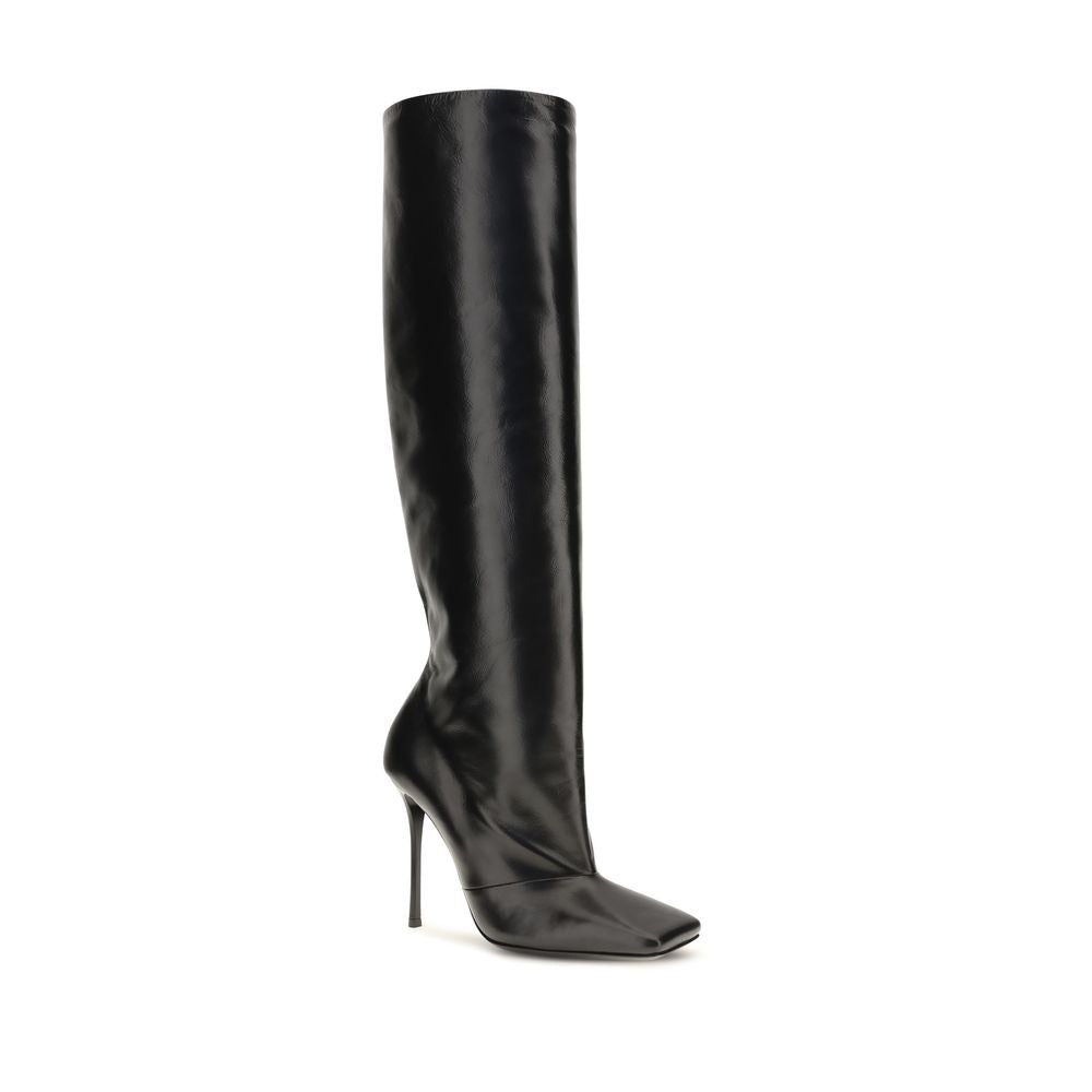 Dolce & Gabbana Black Calf Leather Bos Taurus High Heel Women's Boots