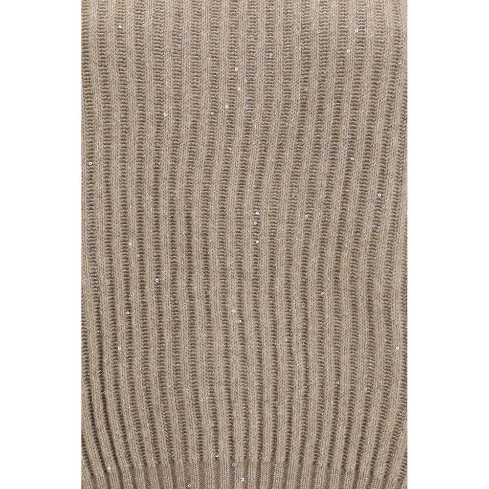 Brunello Cucinelli Beige Wool Oves Aries Women's Turtleneck