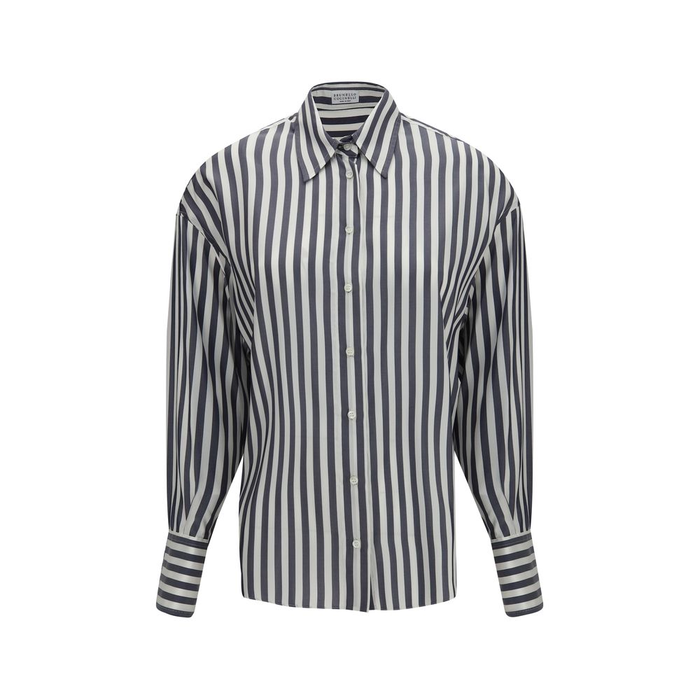 Brunello Cucinelli Multicolor Silk Pattern Women's Shirt