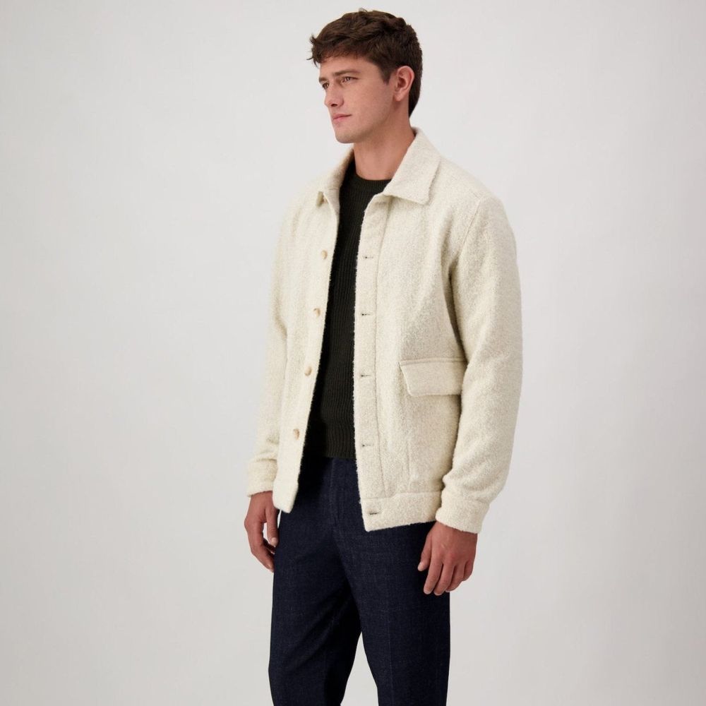 Autore Beige Virgin Wool Full-Length Men's Jacket