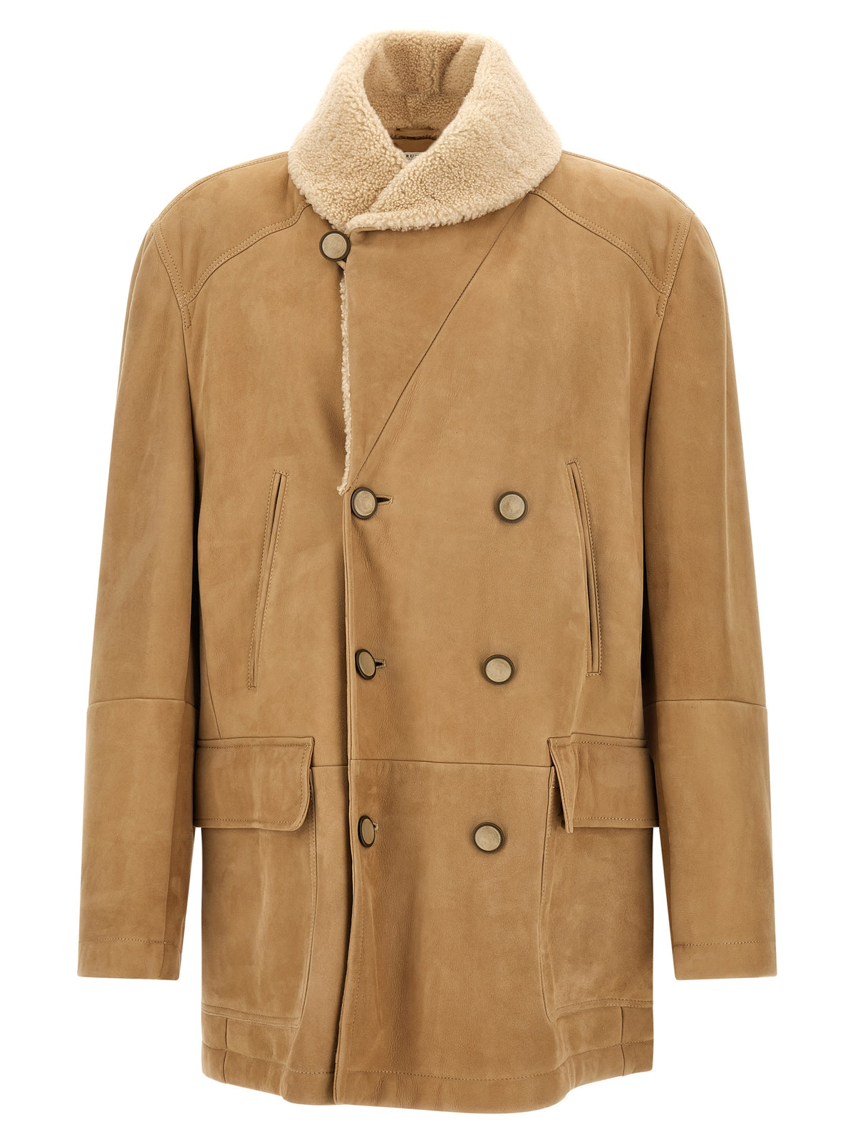 Brunello Cucinelli Beige Lamb Leather Leather Men's Jacket