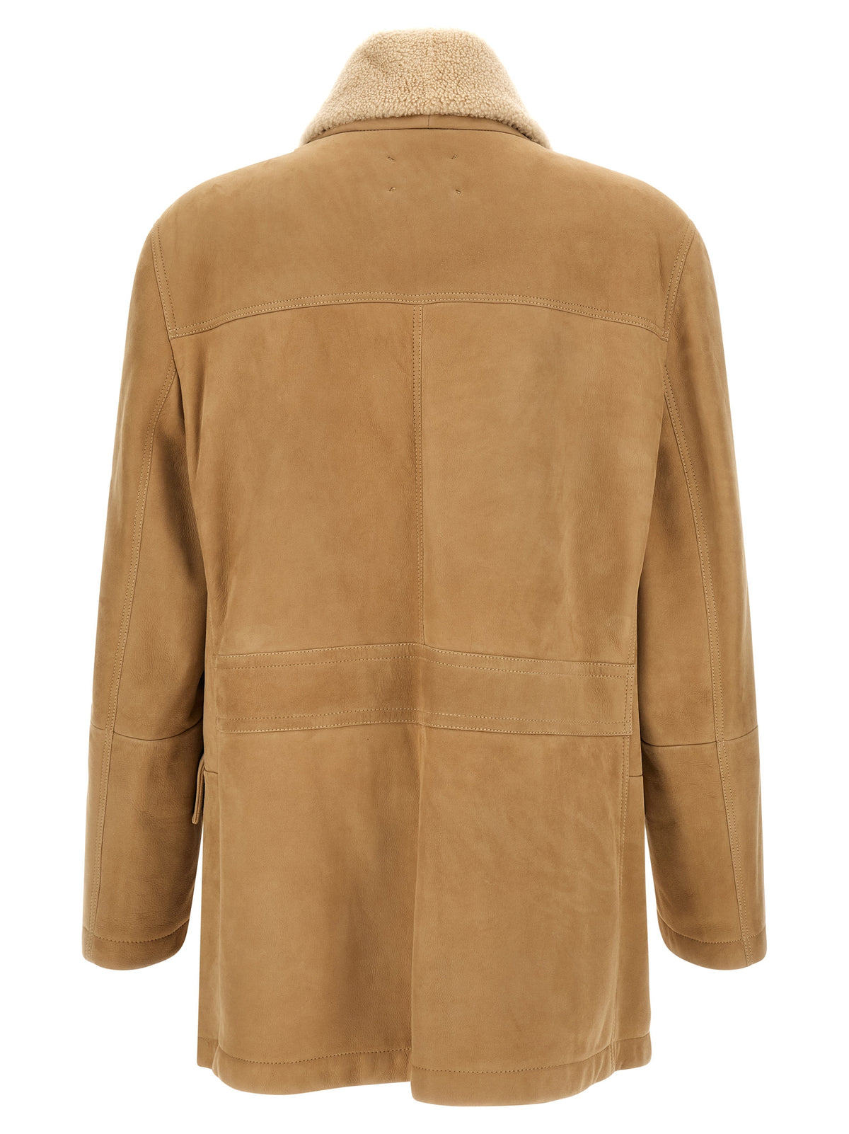 Brunello Cucinelli Beige Lamb Leather Leather Men's Jacket