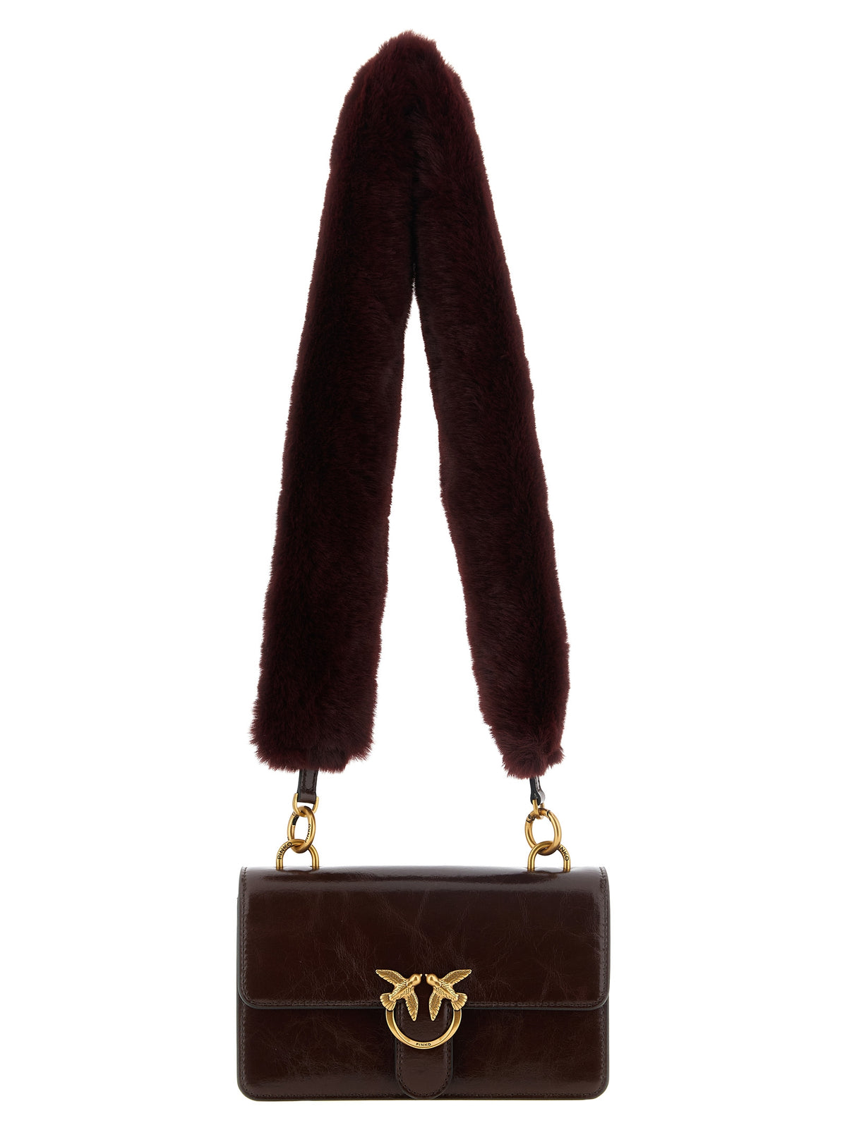 PINKO Bordeaux Calfskin Shoulder Women's Bag