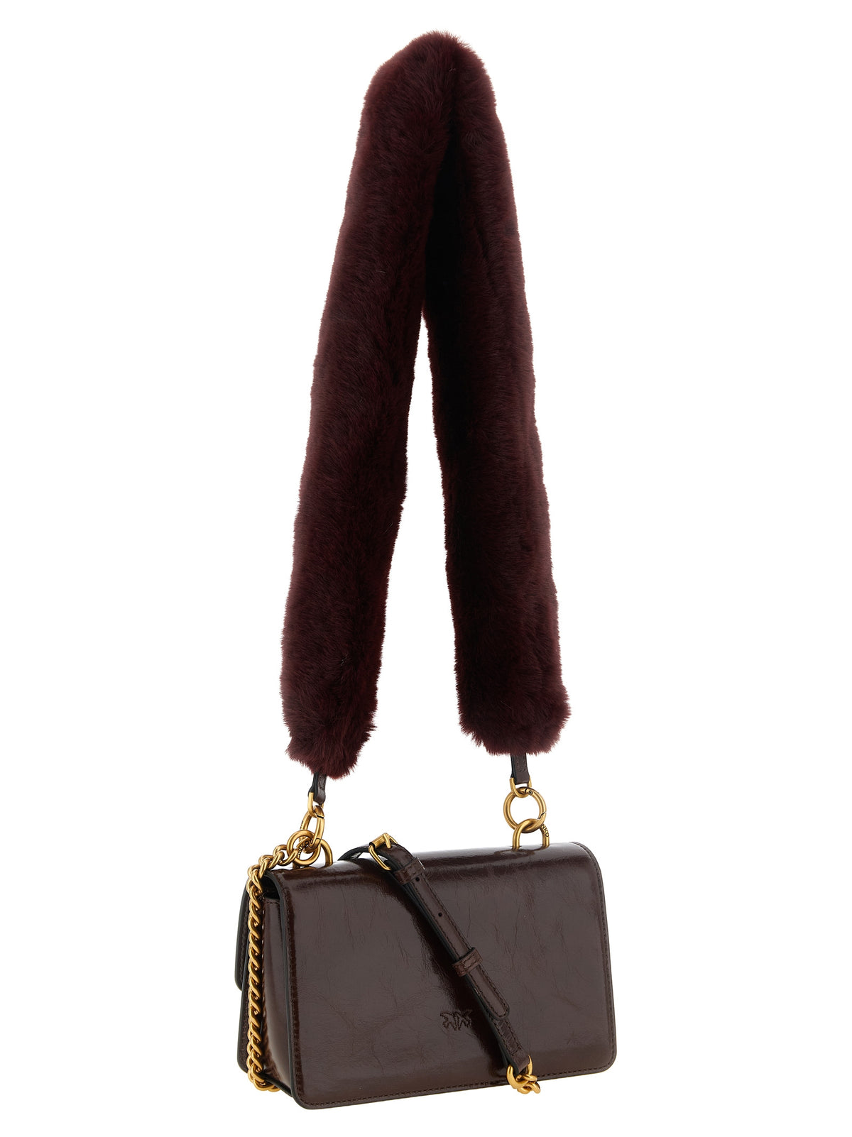 PINKO Bordeaux Calfskin Shoulder Women's Bag