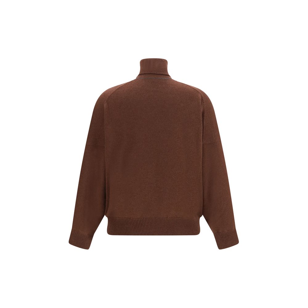 Brunello Cucinelli Brown Cashmere Women's Turtleneck