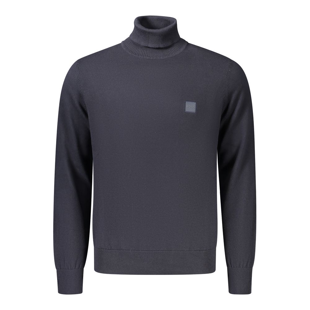 Hugo Boss Blue Cotton Men's Turtleneck