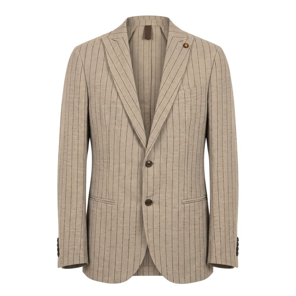 Roberto Pepe Luxury Beige Linen Men Men's Jacket