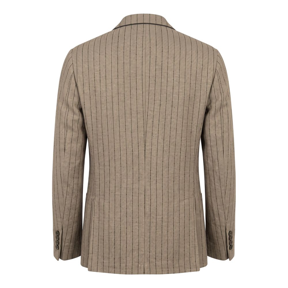 Roberto Pepe Luxury Beige Linen Men Men's Jacket