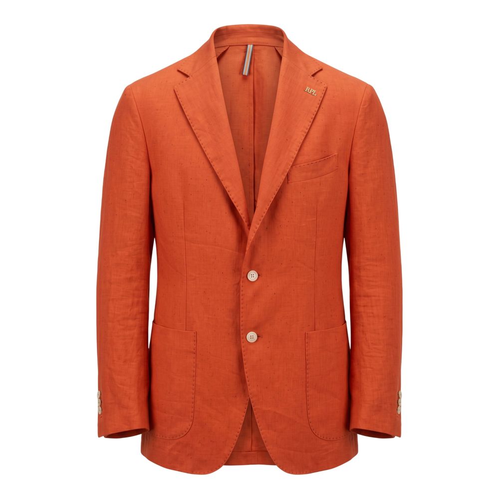 Roberto Pepe Luxury Orange Linen Men Men's Jacket