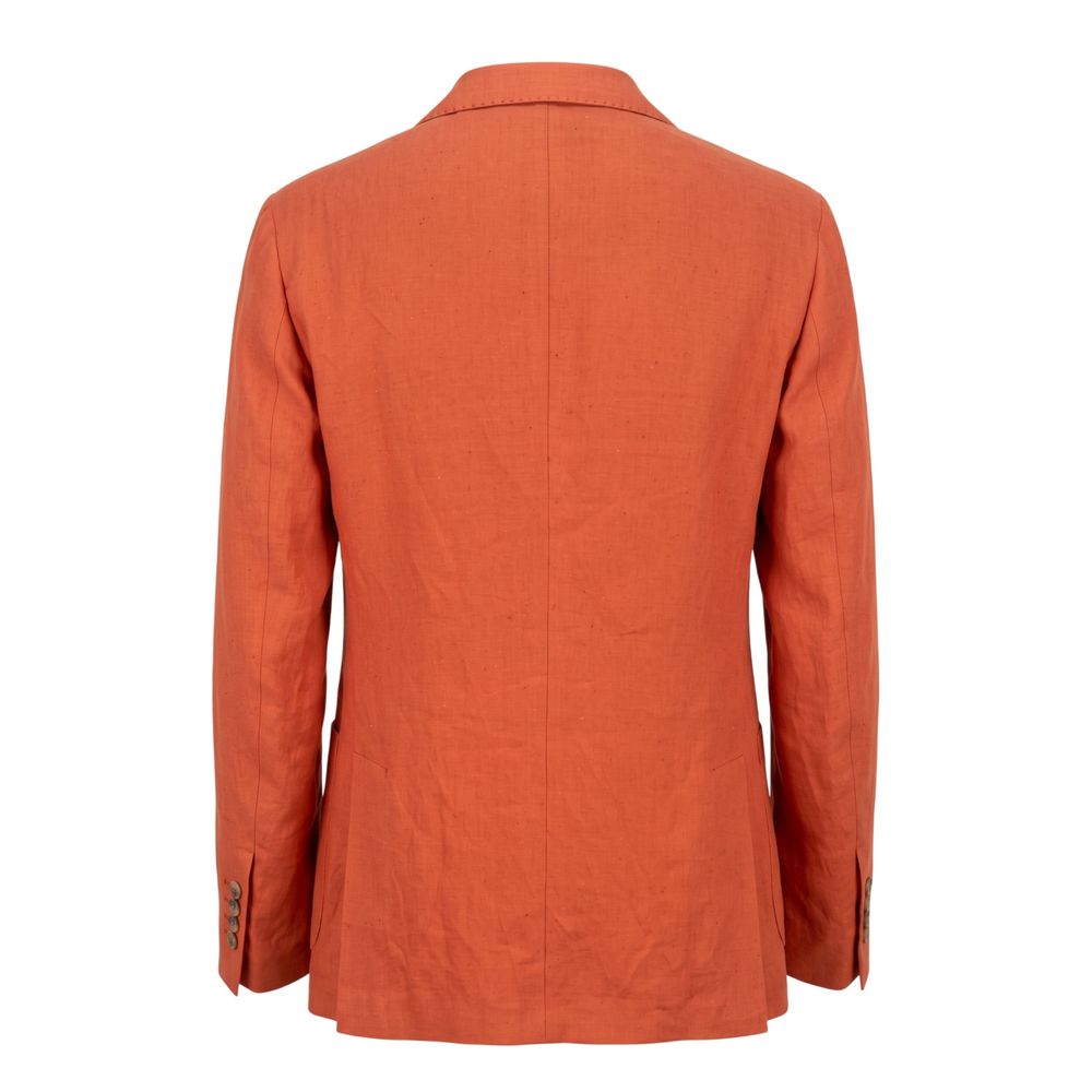 Roberto Pepe Luxury Orange Linen Men Men's Jacket