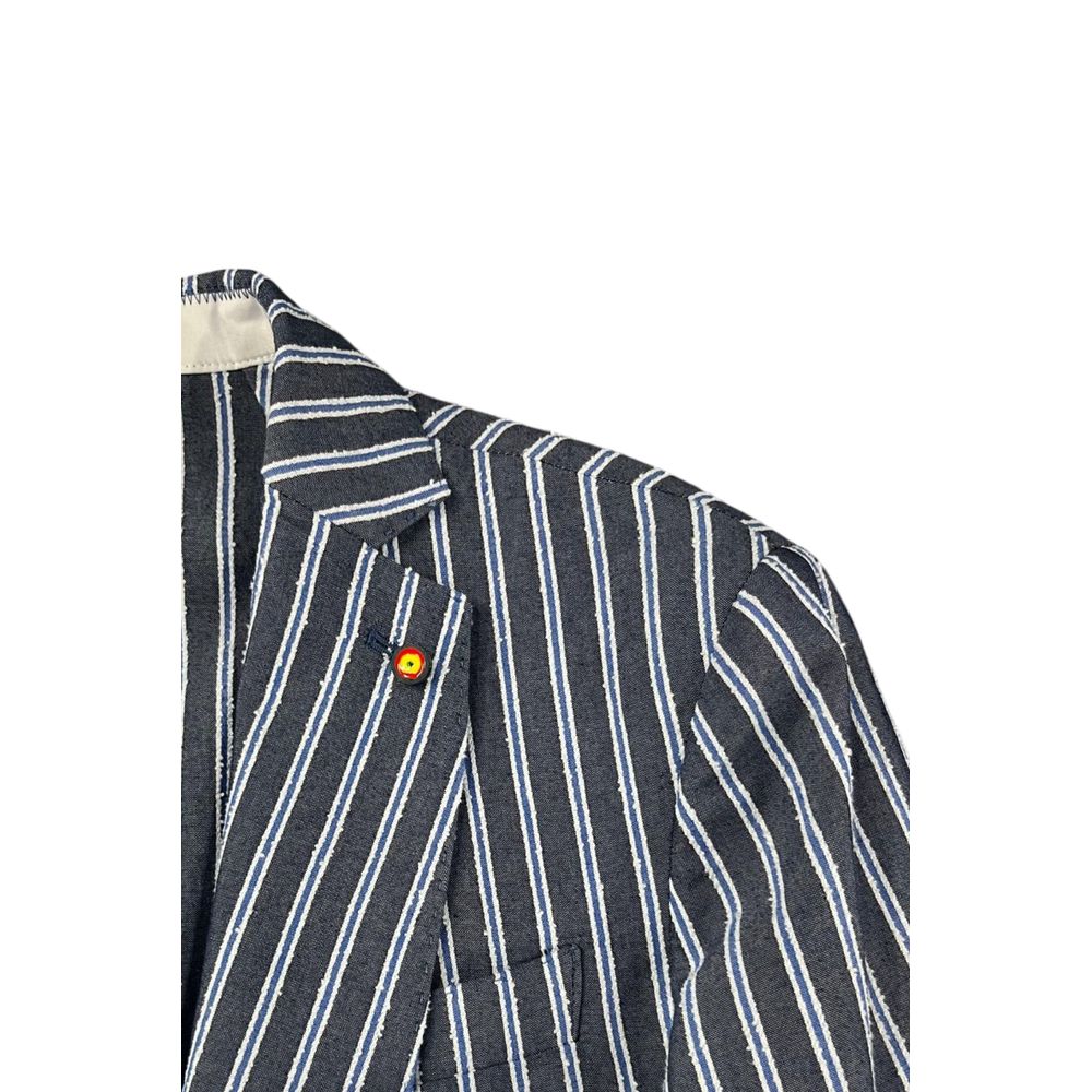 Roberto Pepe Luxury Blue Cotton Men's Men's Jacket