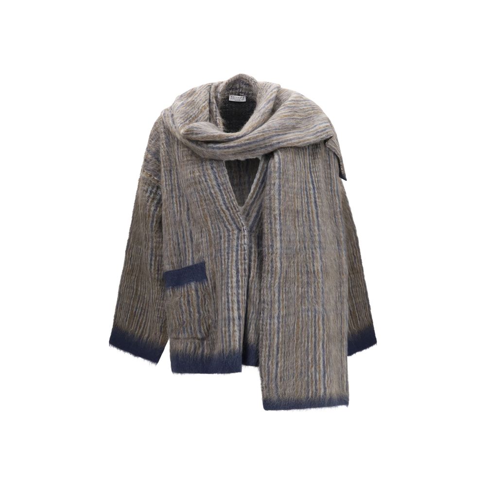 Brunello Cucinelli Gray Mohair Full-Length Women's Jacket