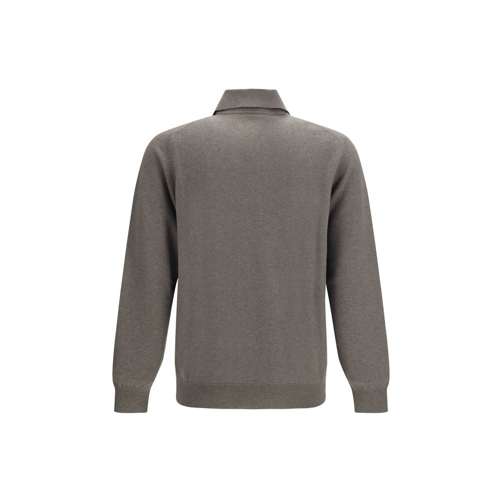 Brunello Cucinelli Brown Cashmere Polo Men's Shirt