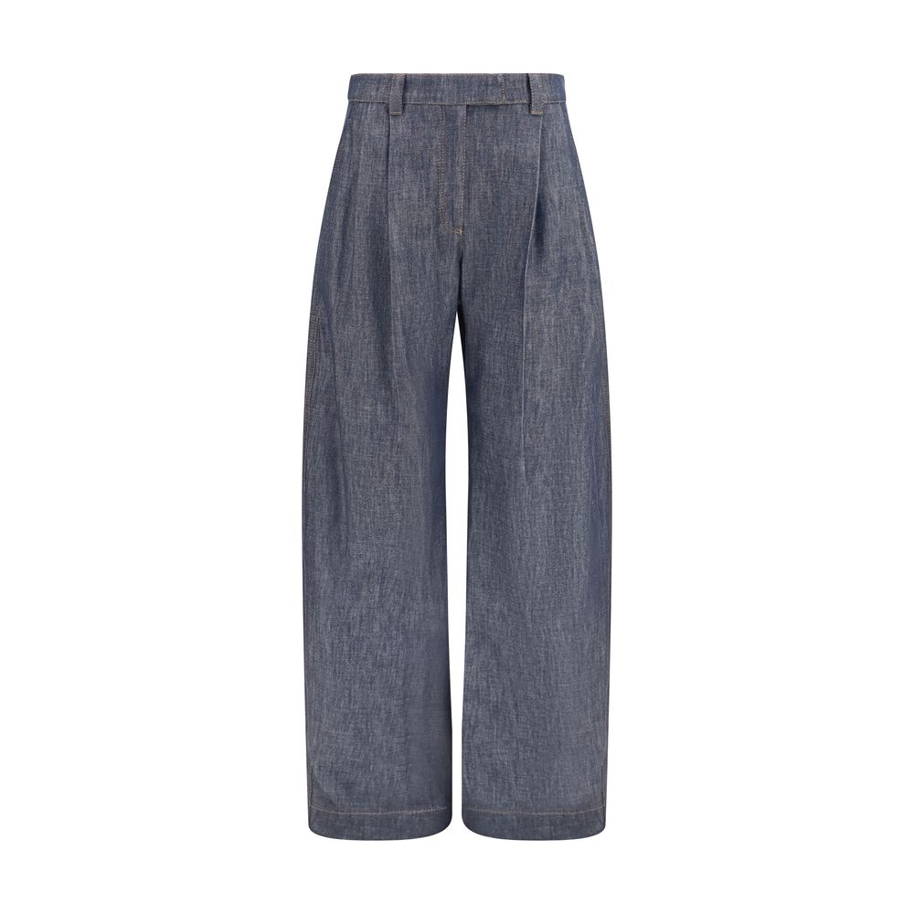 Brunello Cucinelli Blue Cotton High-Waisted Women's Jean