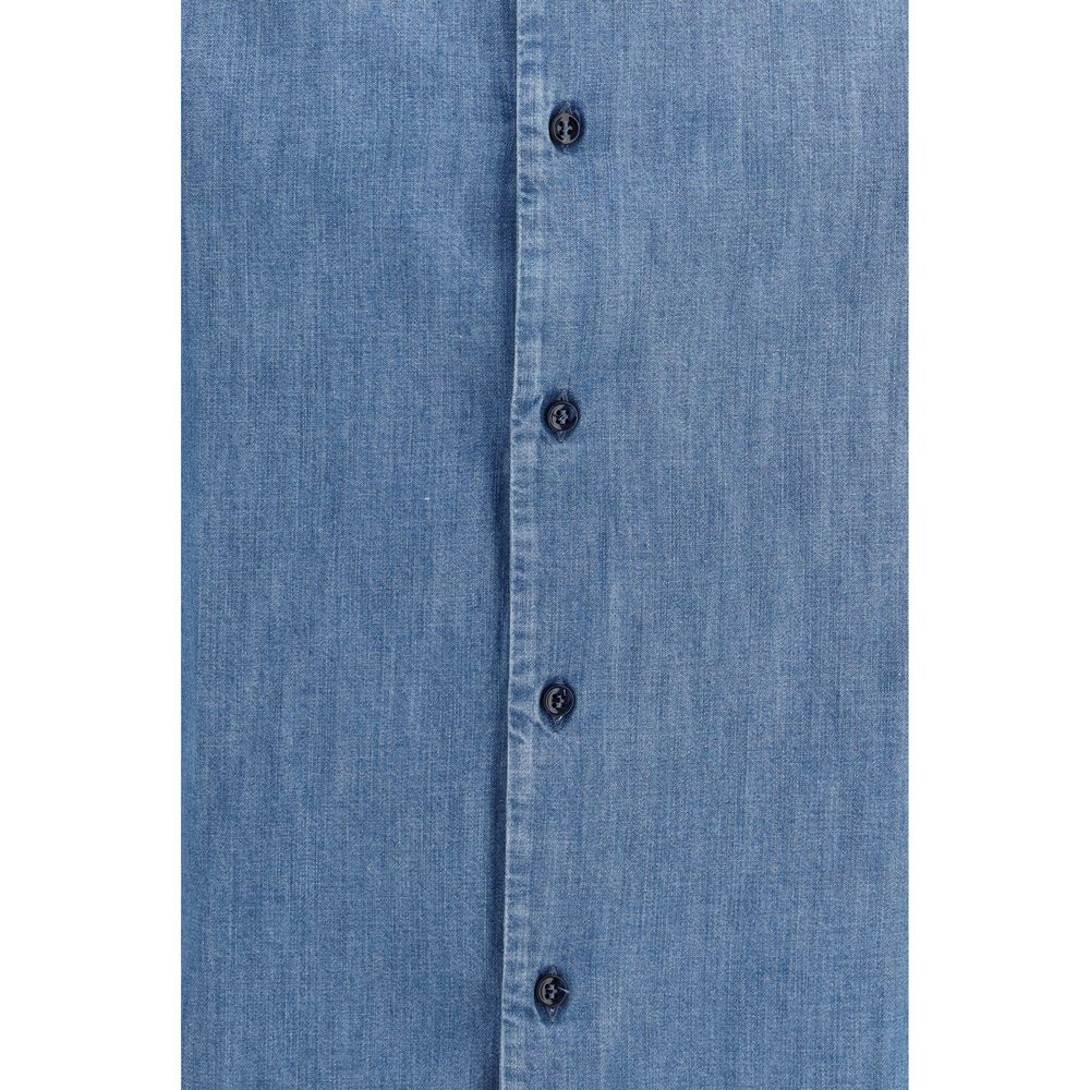 Brunello Cucinelli Blue Denim Men's Shirt