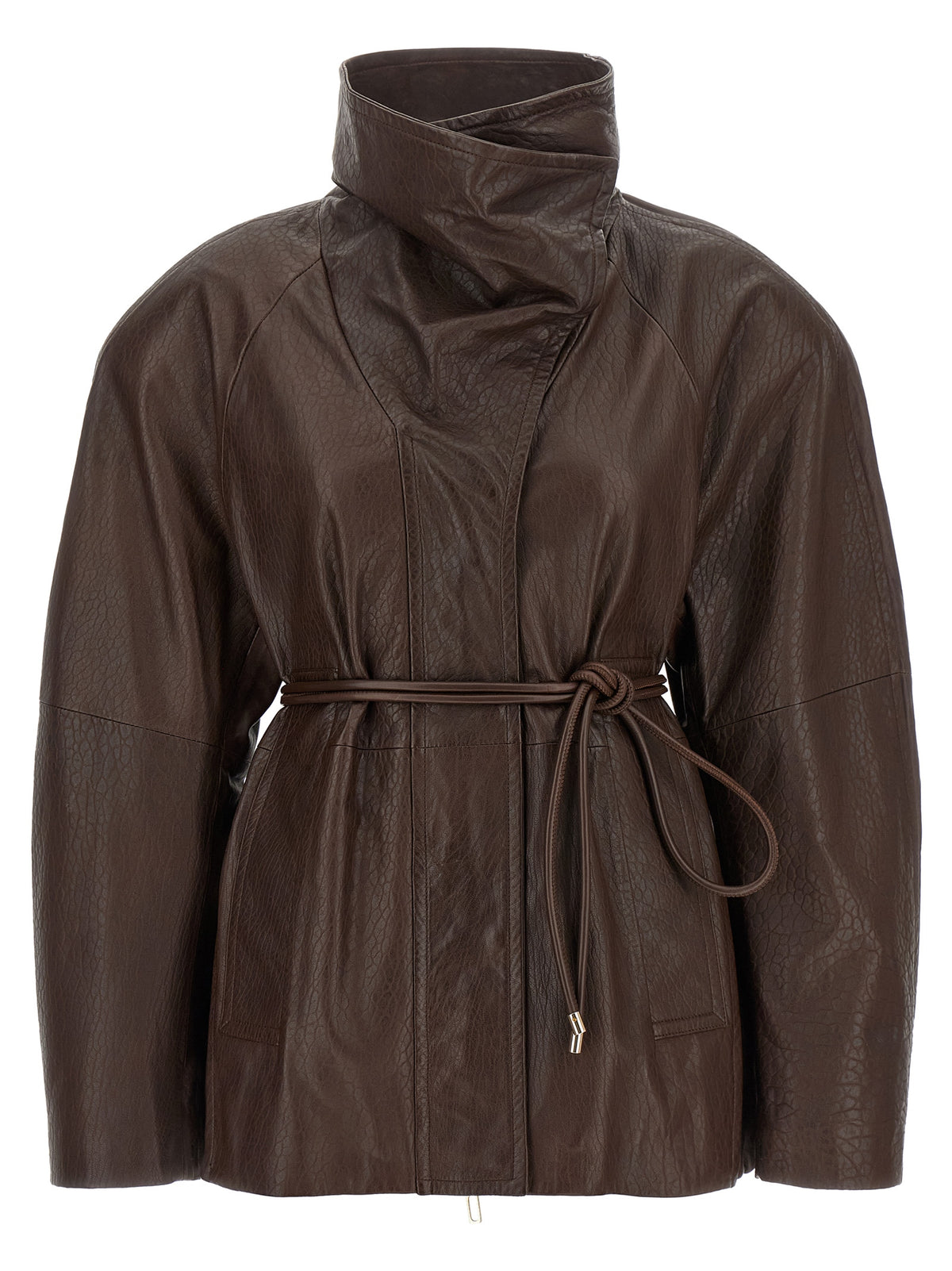 Sportmax Brown Lamb Leather Leather Women's Jacket