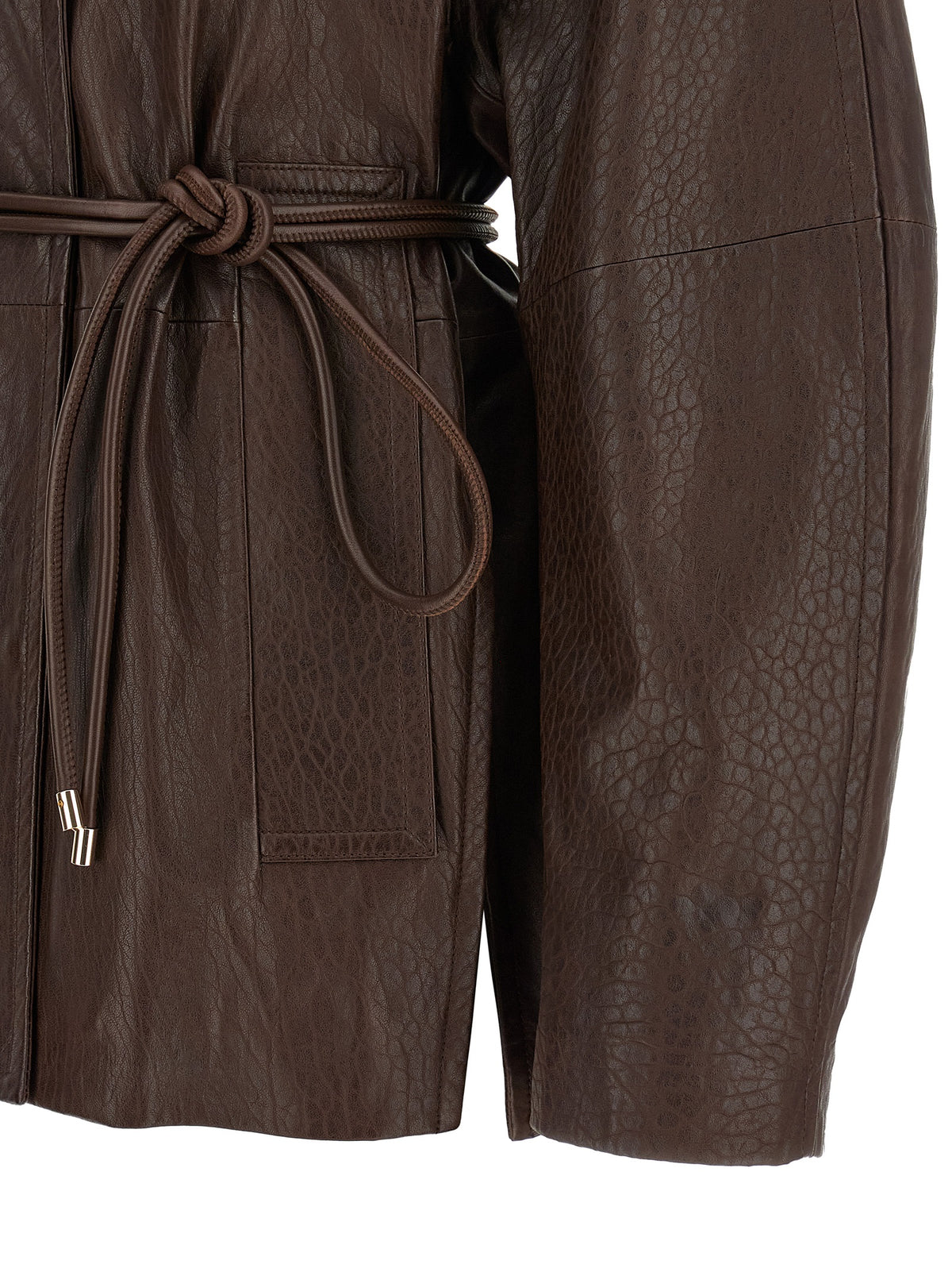 Sportmax Brown Lamb Leather Leather Women's Jacket