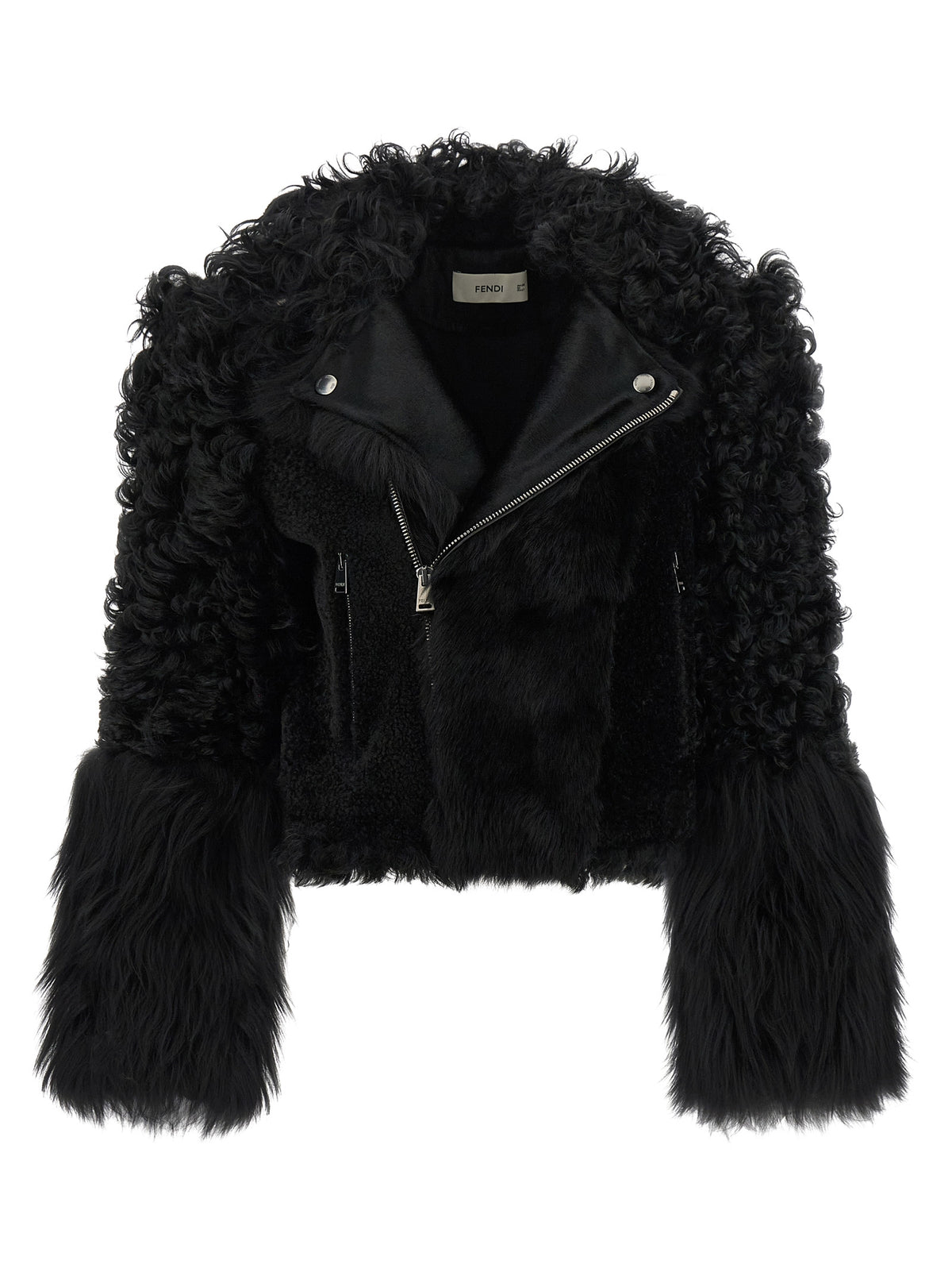 Fendi Black Lamb Leather Biker Women's Jacket