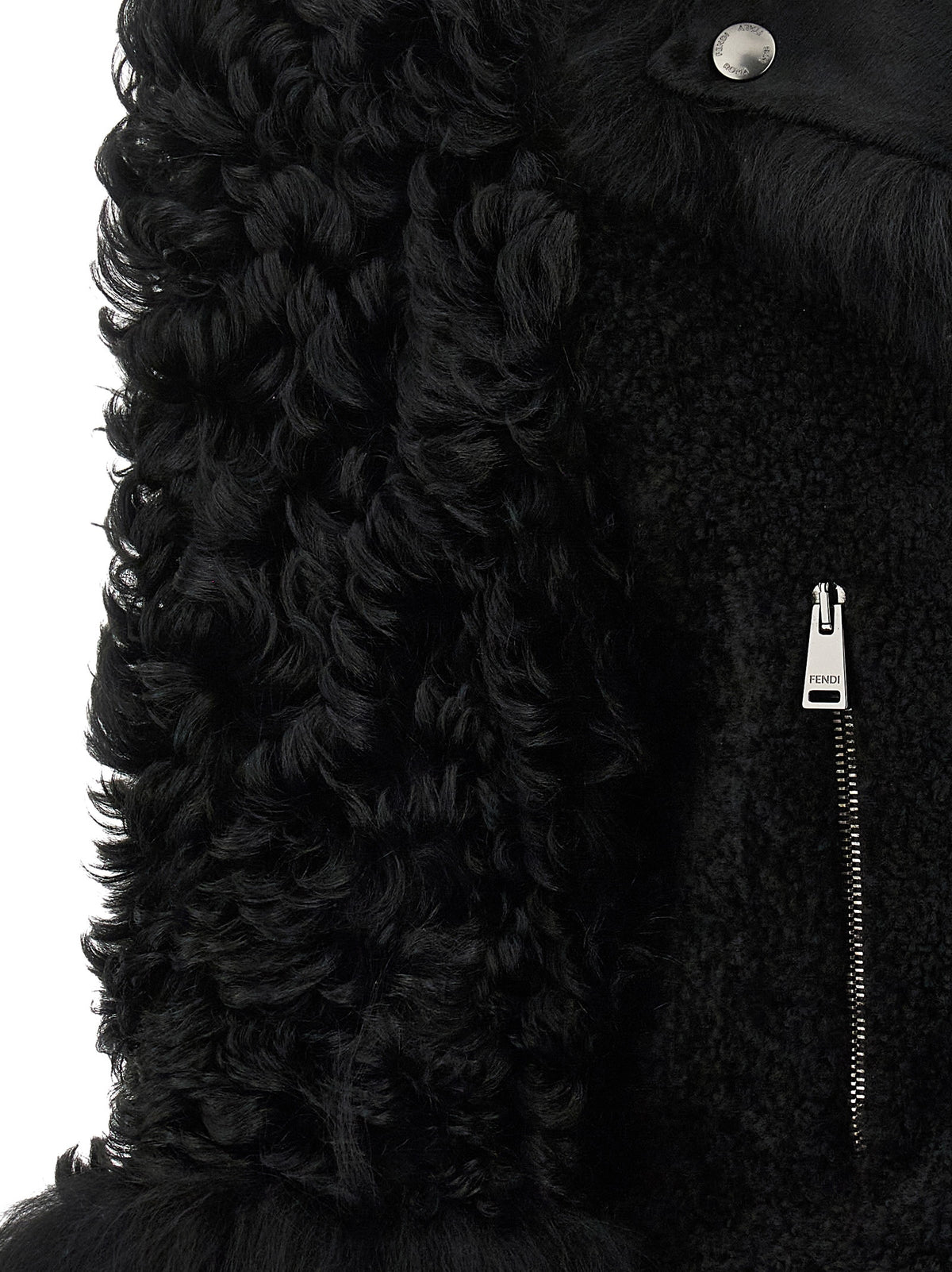 Fendi Black Lamb Leather Biker Women's Jacket