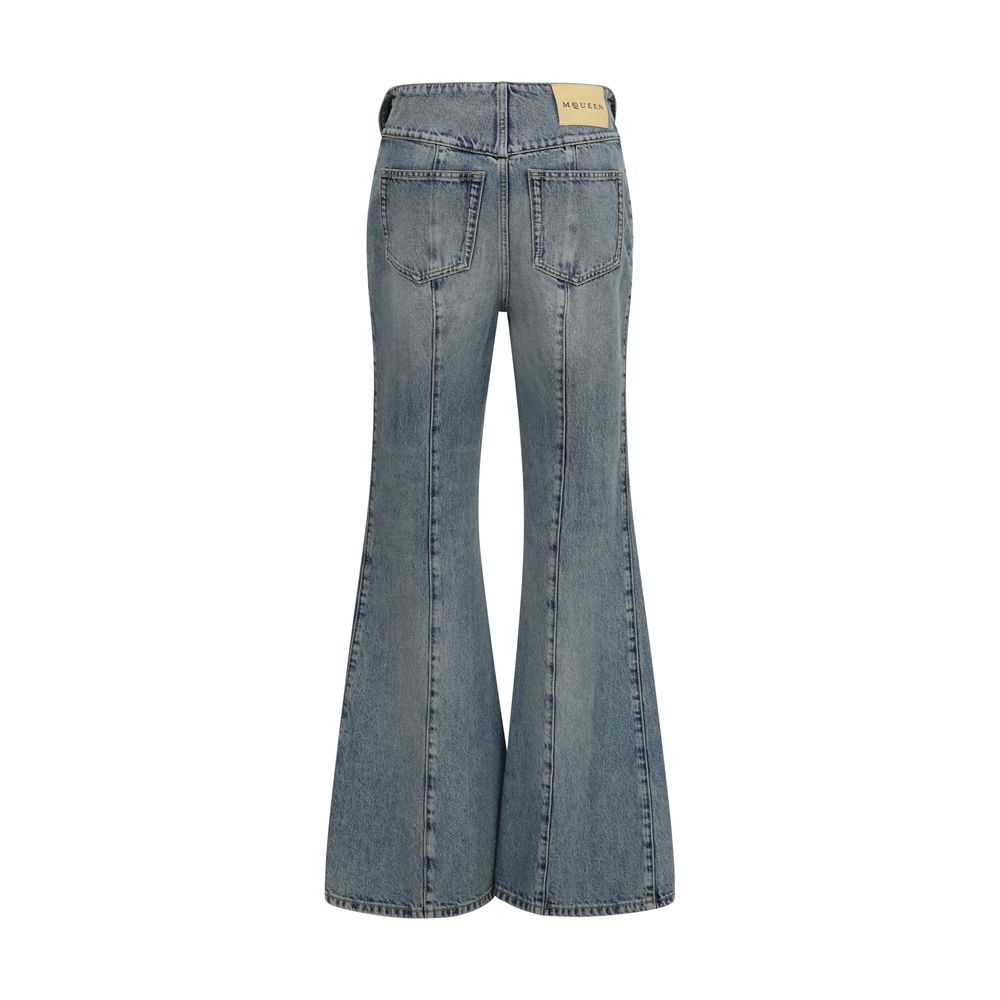 Alexander McQueen Blue Cotton Flared Women's Jeans