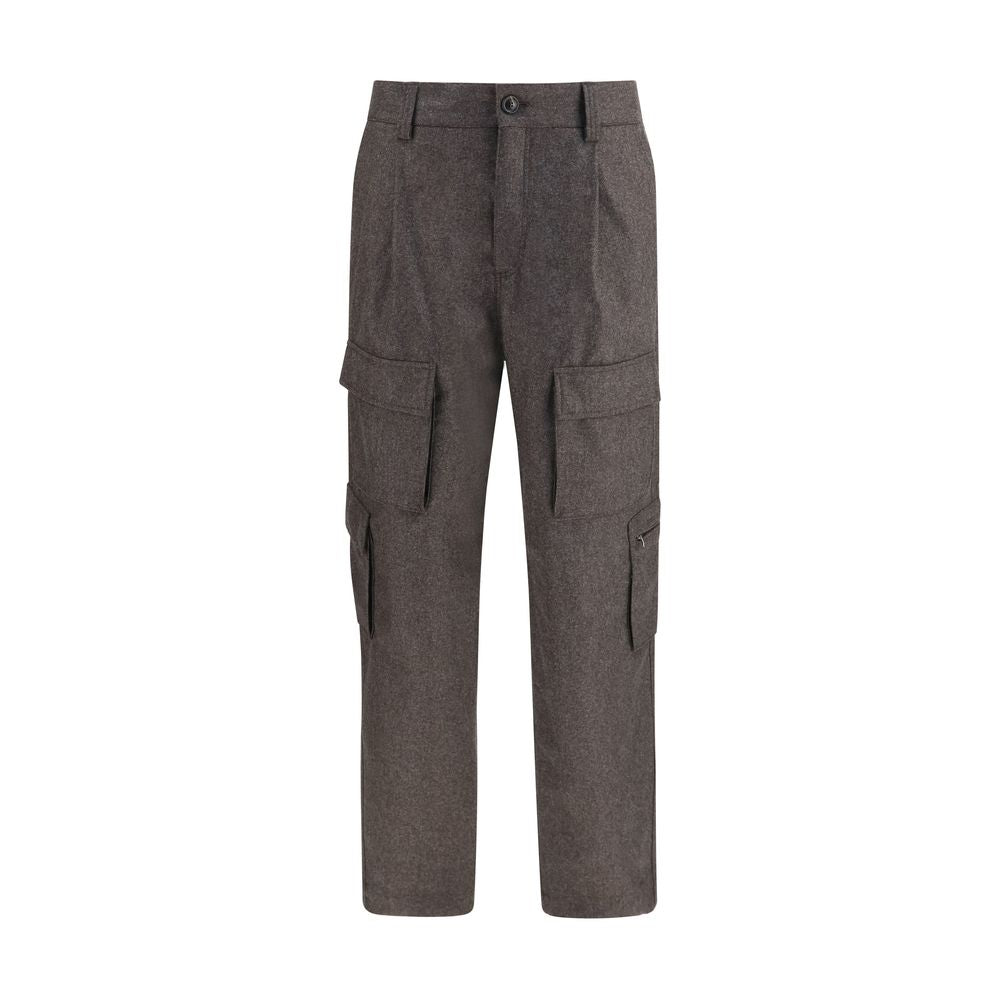 Brunello Cucinelli Brown Wool Oves Aries Cargo Men's Pants