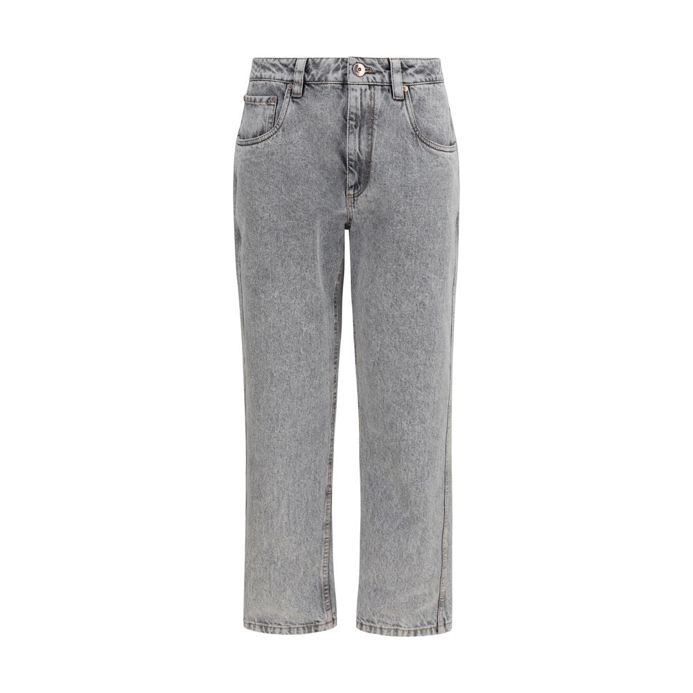 Brunello Cucinelli Gray Cotton Straight-Leg Women's Jeans