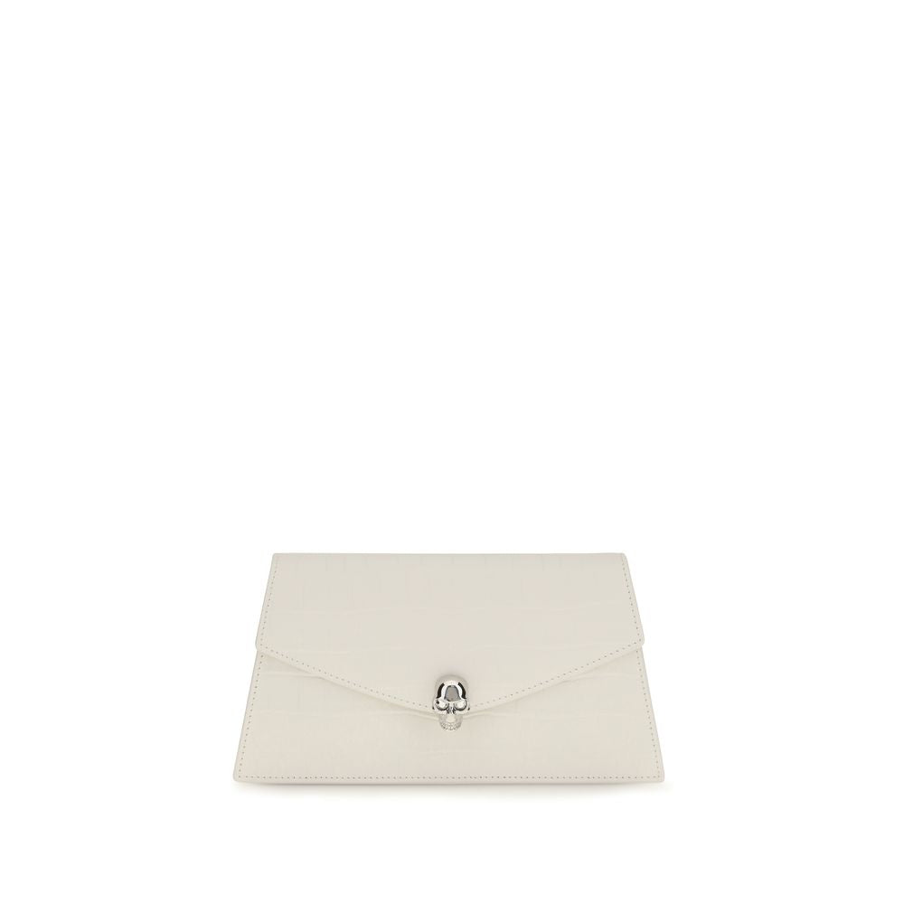 Alexander McQueen White Calf Leather Bos Taurus Clutch Women's Bag