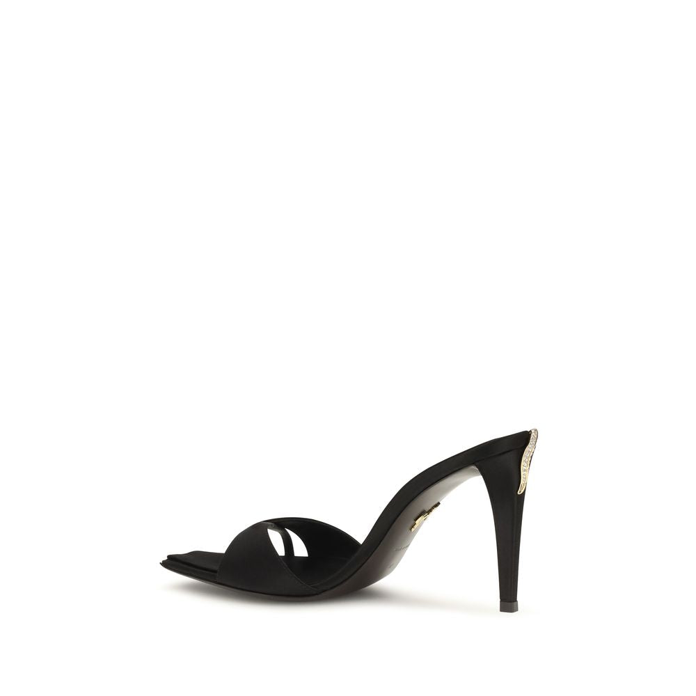Giuseppe Zanotti Black Viscose Stiletto Heel Women's Sandals