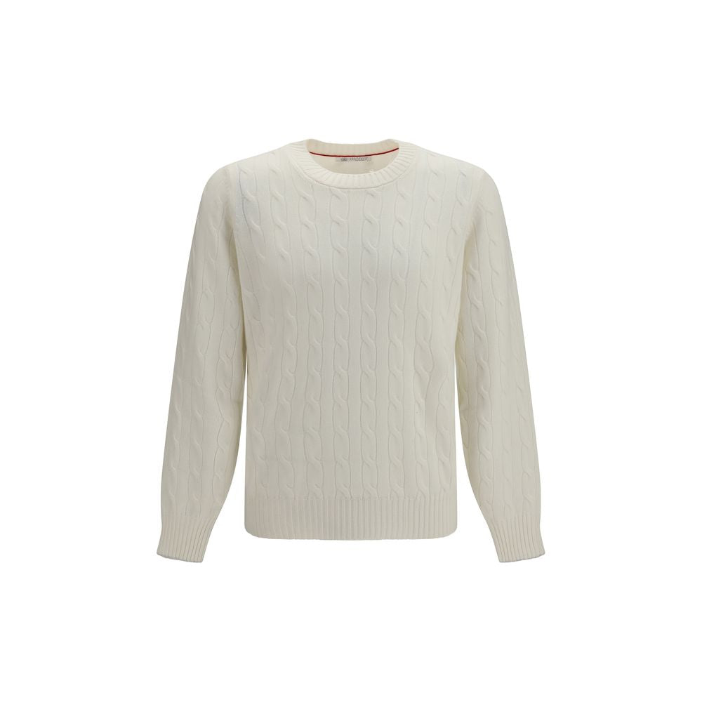 Brunello Cucinelli White Cashmere Men's Sweater