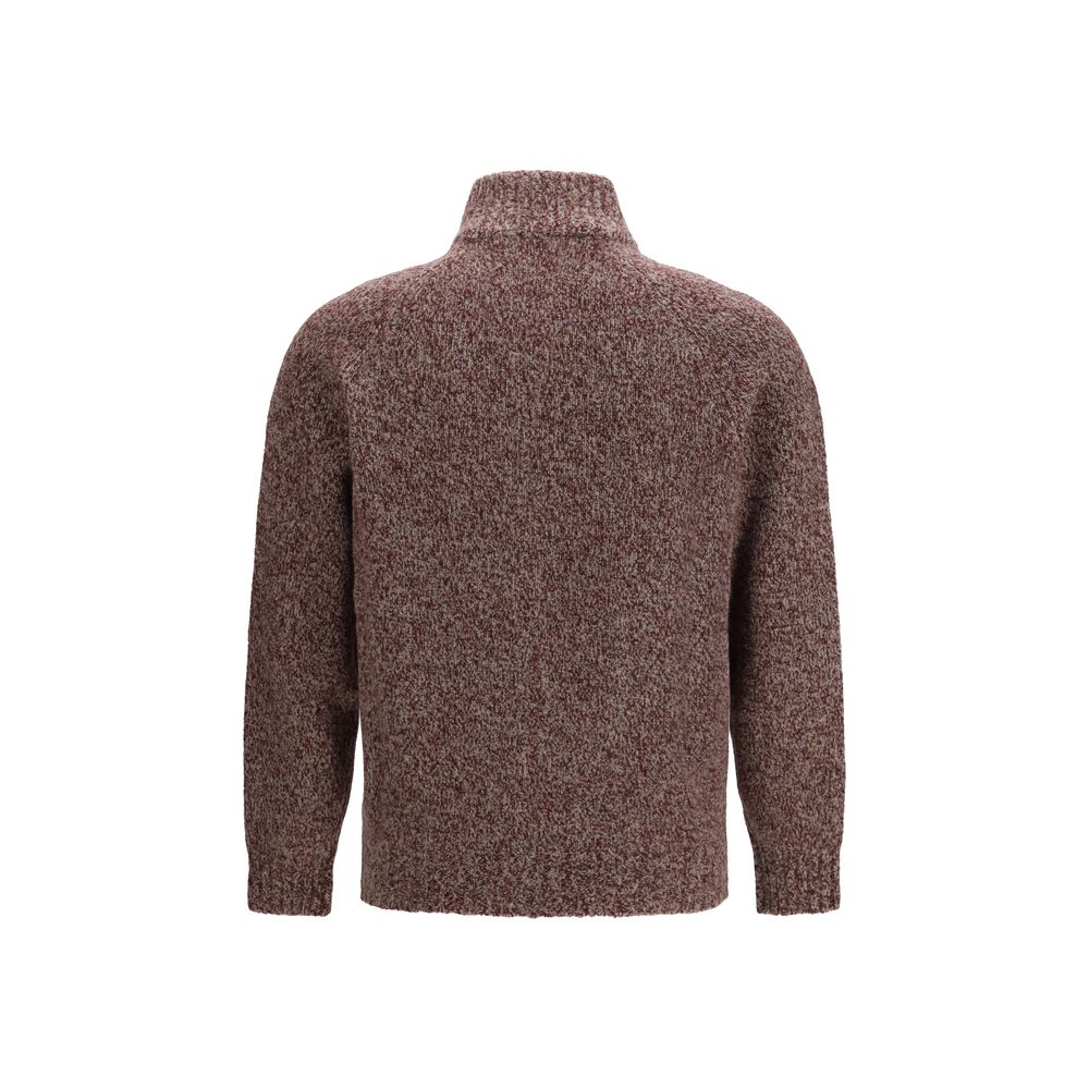 Brunello Cucinelli Bordeaux Wool Oves Aries Men's Cardigan