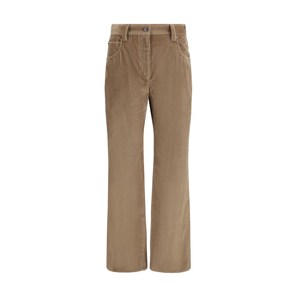 Brunello Cucinelli Brown Cotton Casual Women's Pants