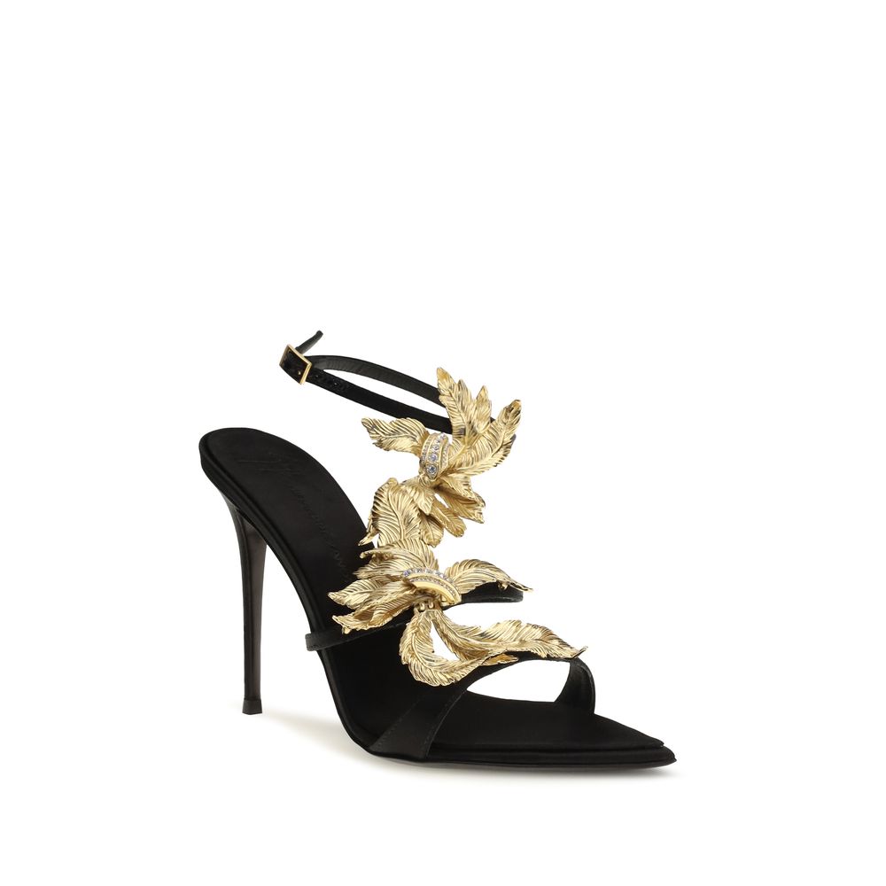 Giuseppe Zanotti Black Viscose Stiletto Heel Women's Sandals