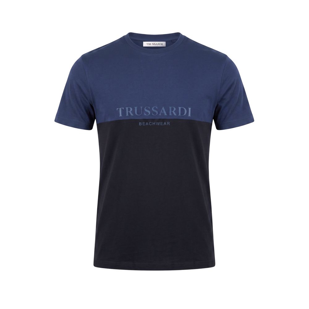 Trussardi Beachwear Blue Cotton Men Men's T-Shirt