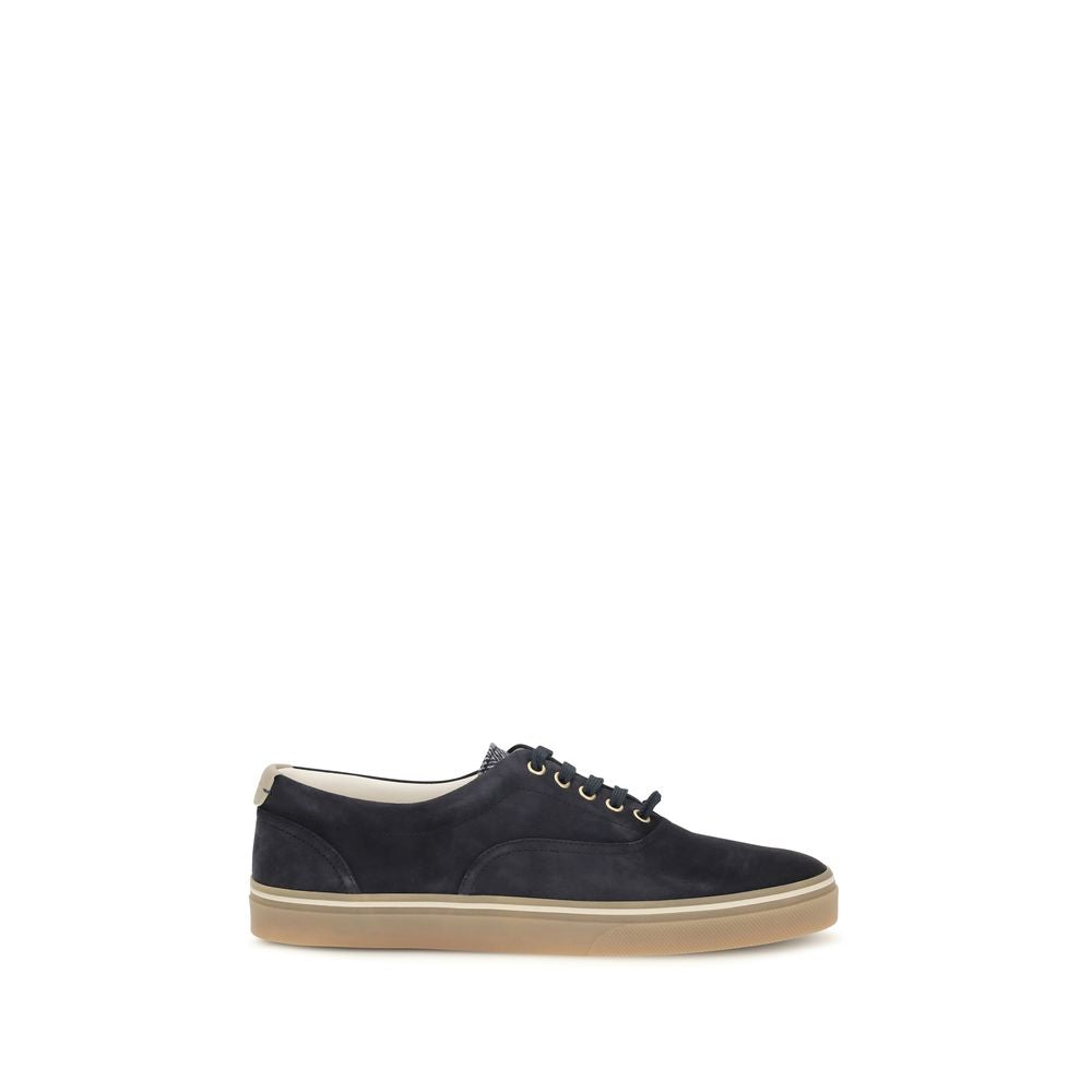 Brunello Cucinelli Blue Suede Leather Low Top Men's Sneakers