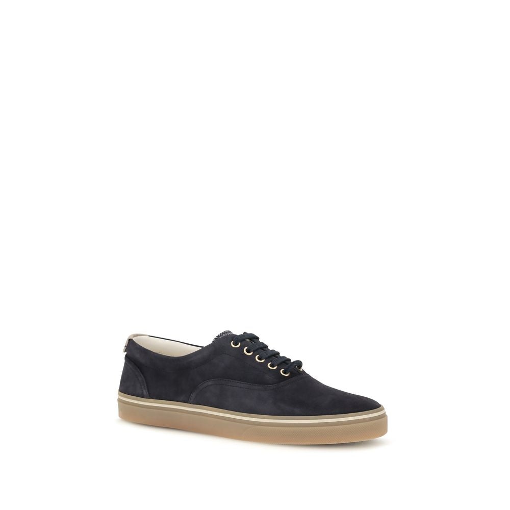 Brunello Cucinelli Blue Suede Leather Low Top Men's Sneakers